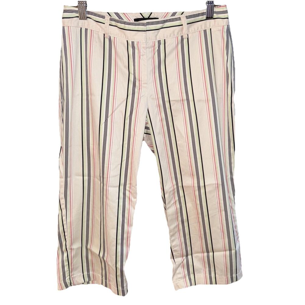 The Limited Pink Green Black Striped Capris Stretch Cotton Poly Spandex Size 2